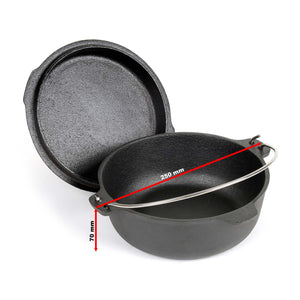 Dutch Oven Forno Olandese con Pentola in ghisa 2l sottopentola e solleva coperchio per fuoco campeggio
