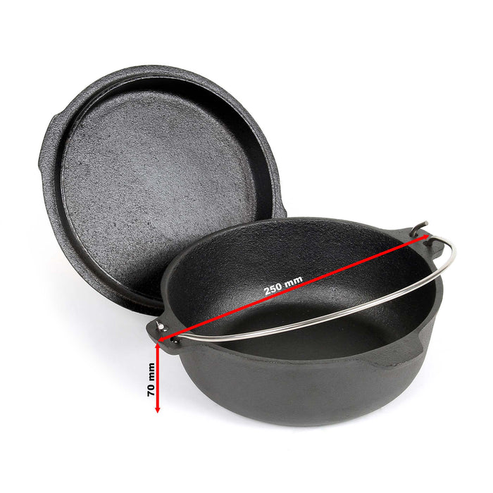 Dutch Oven Forno Olandese con Pentola in ghisa 2l sottopentola e solleva coperchio per fuoco campeggio