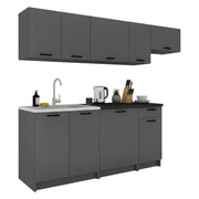 Cucinino Elettrodomestici non inclusi, Rostas, Cucina Modulabile, Nero Antracite