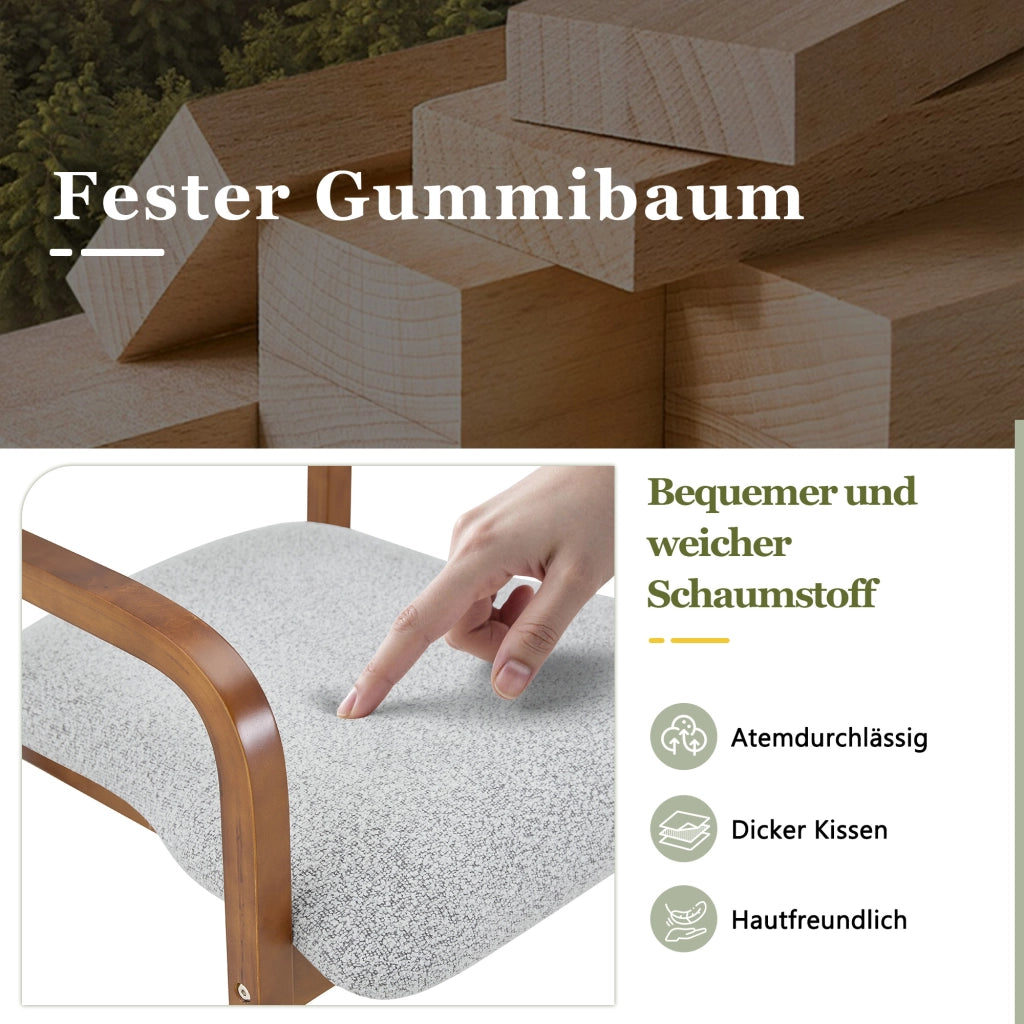 Sedia da Pranzo Set da 2 con Braccioli Design Scandinavo in Legno Curvato Grigio Noce