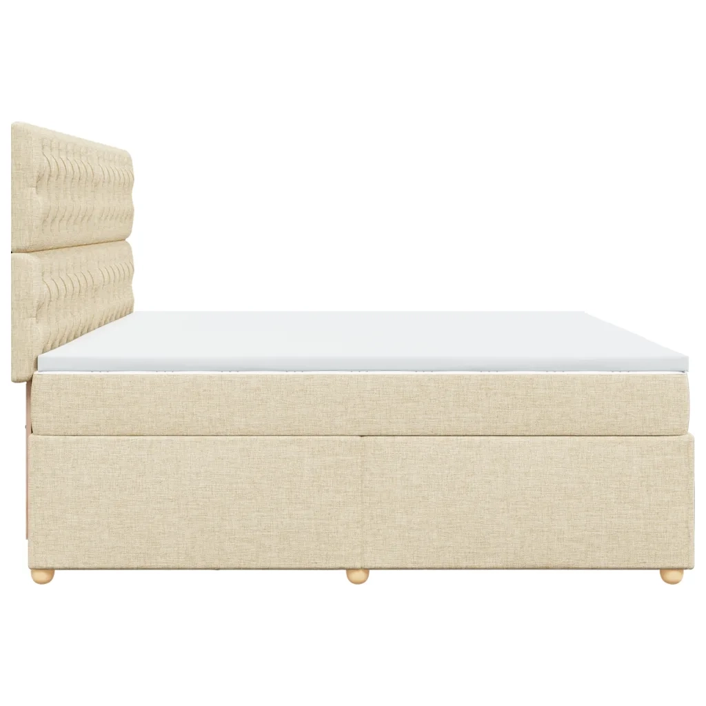 vidaXL Giroletto a Molle con Materasso Crema 200x200 cm in Tessuto