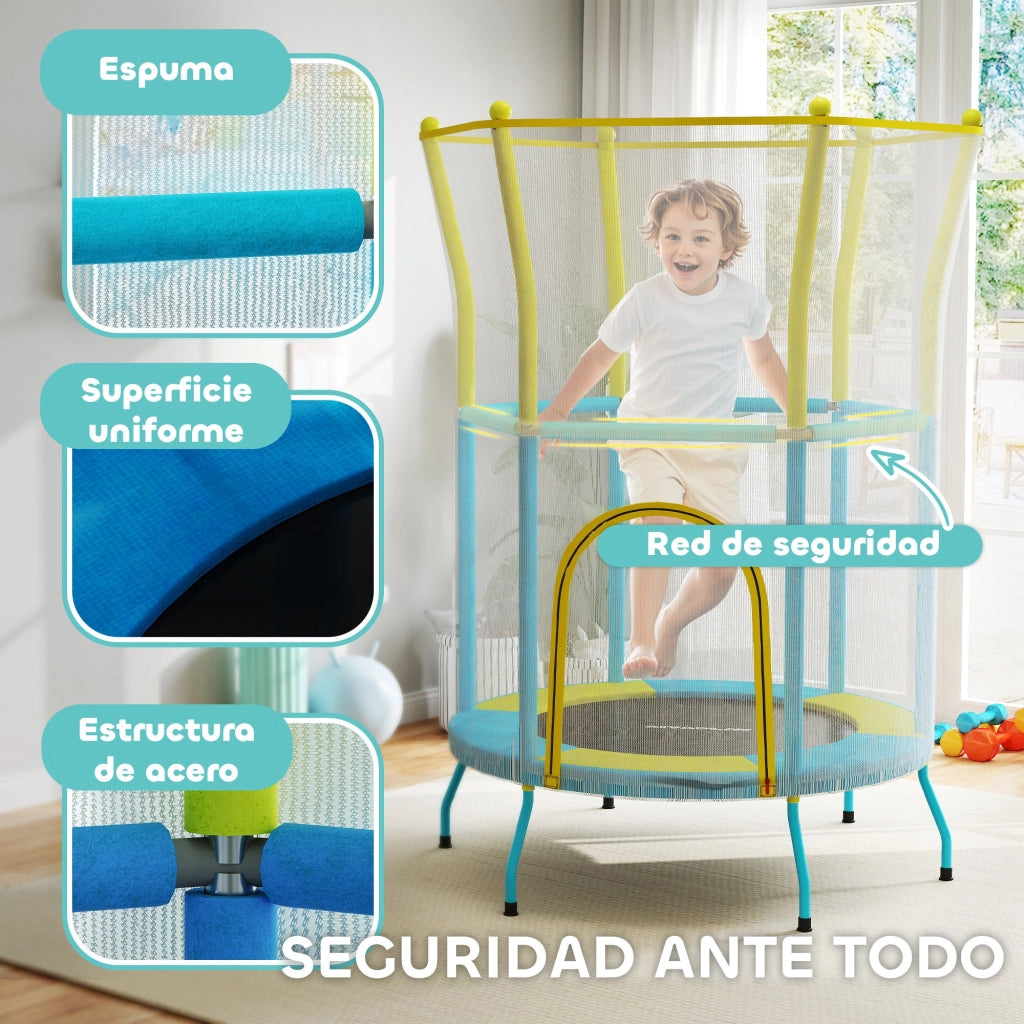 Trampolino per Bambini con Rete di Sicurezza ¨C zephmum ¨C 140cm ? Blu