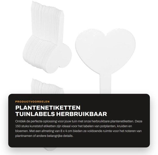 Etichette per piante in plastica, 150 pezzi, acqua resistente, riciclabile, forma T, 8 x 4 cm, durevoli e descritti.