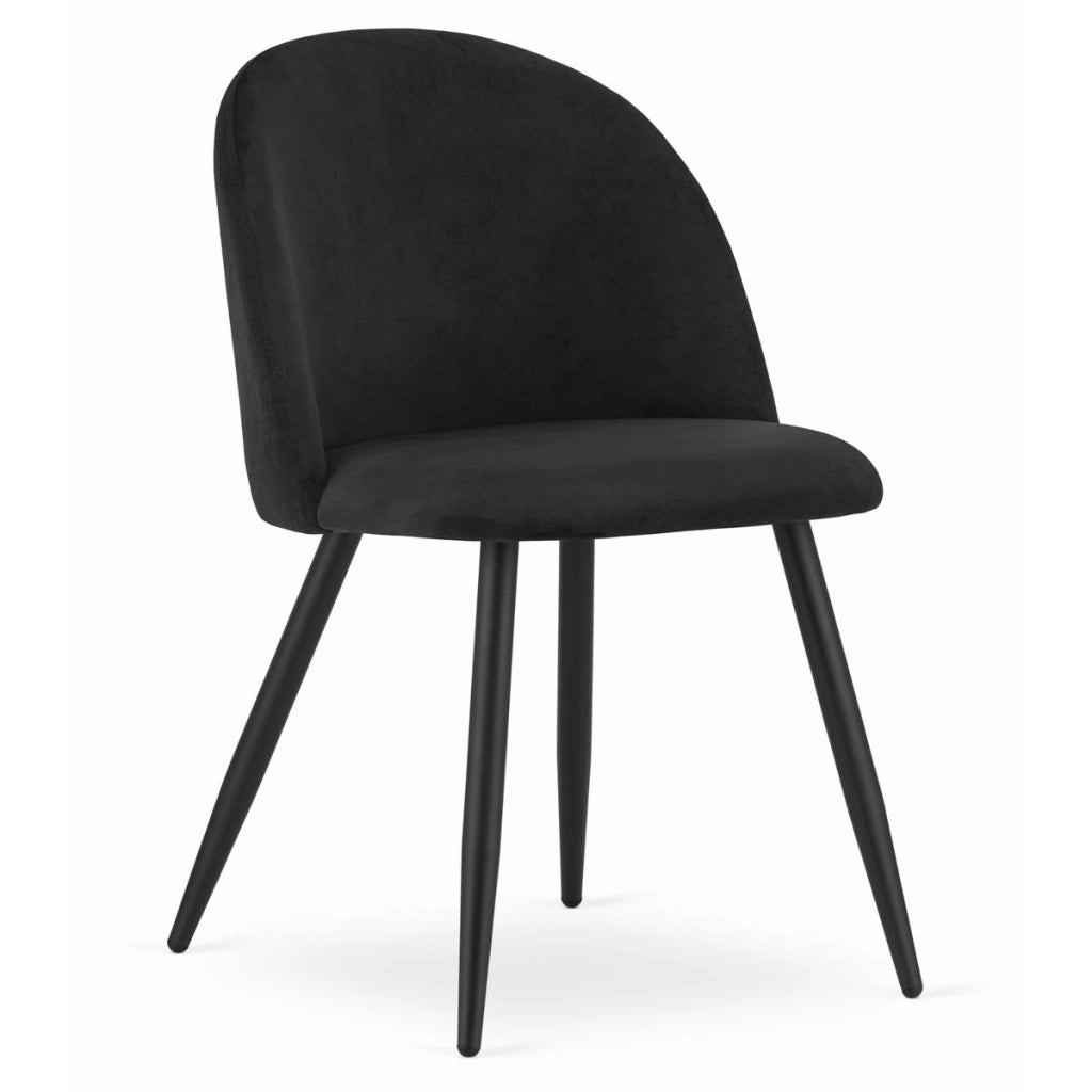 Set di 2 sedie Bello in velluto nero con gambe in metallo