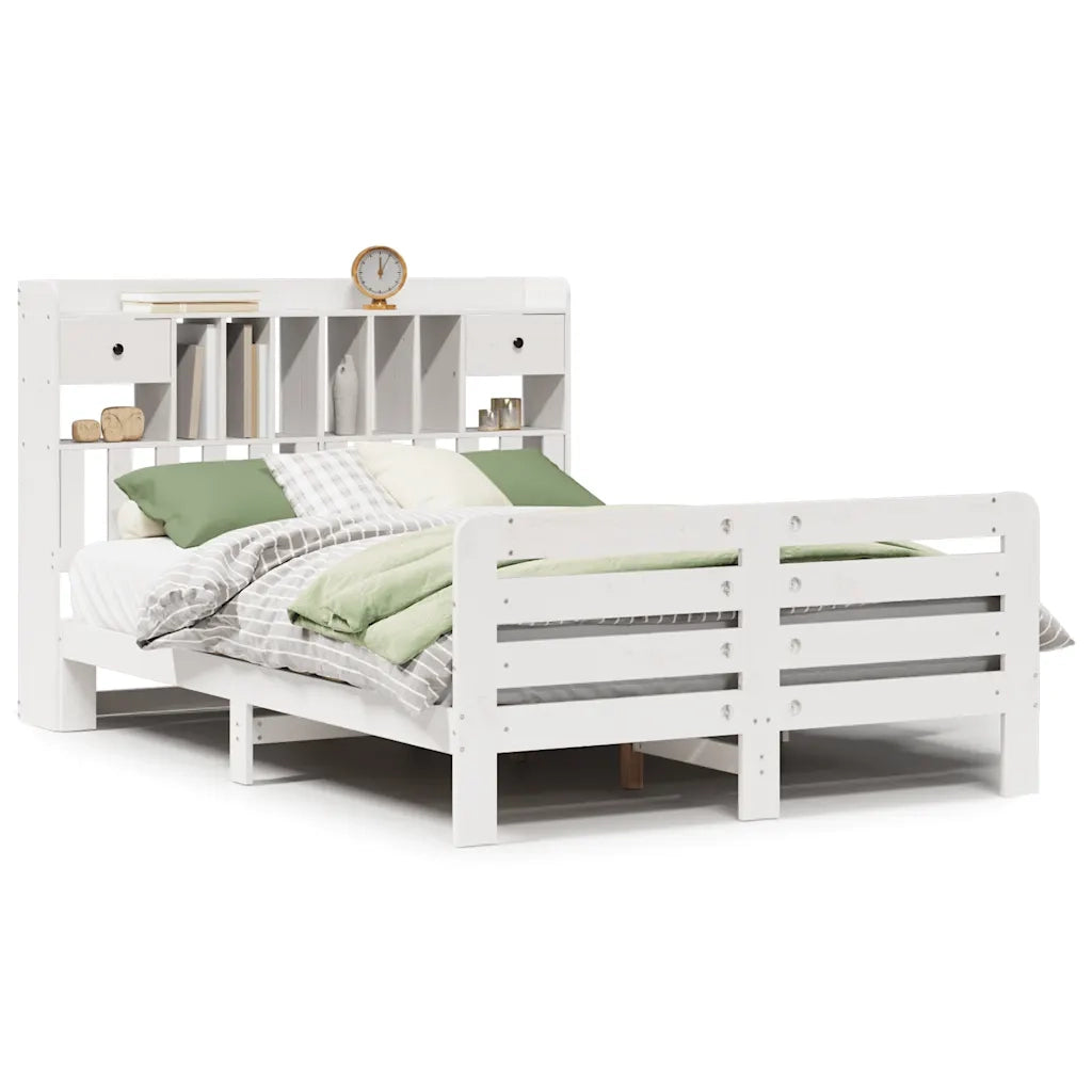Letto Libreria senza Materasso Bianco 140x190 cm Legno di Pino 3309990