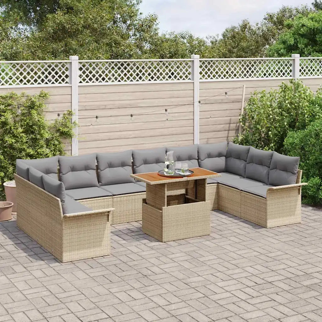 Set Divano da Giardino 9 pcs Beige Poly Rattan 3358121