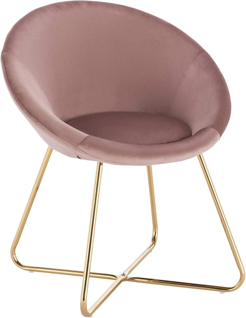 1x Sedie sala da pranzo Sedie cucina moderne poltrona, Adatte per Sala pranzo Soggiorno, Camera da Letto, Schienale, Tessuto di velluto, Oro Metallo, Rosa BH217rs-1