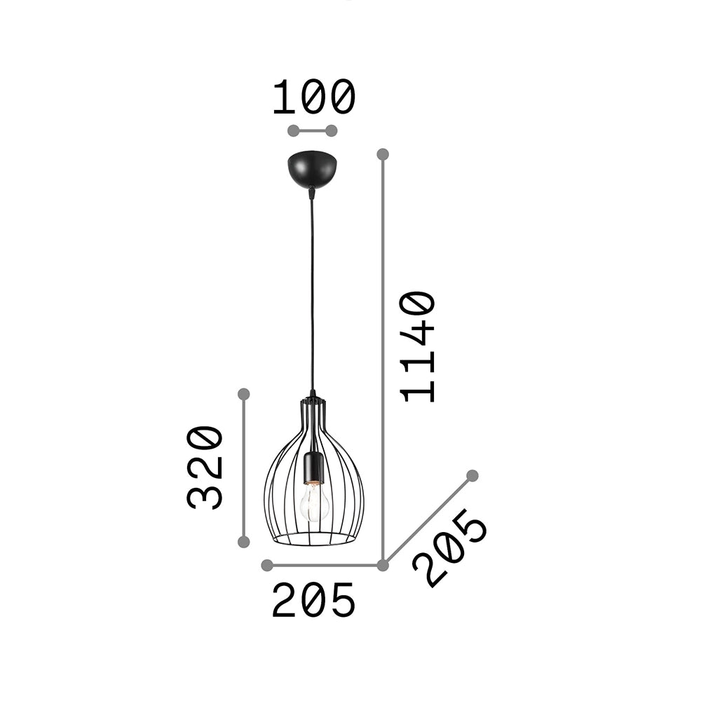 Sospensione Industrial-Minimal Ampolla-2 Metallo Nero 1 Luce E27