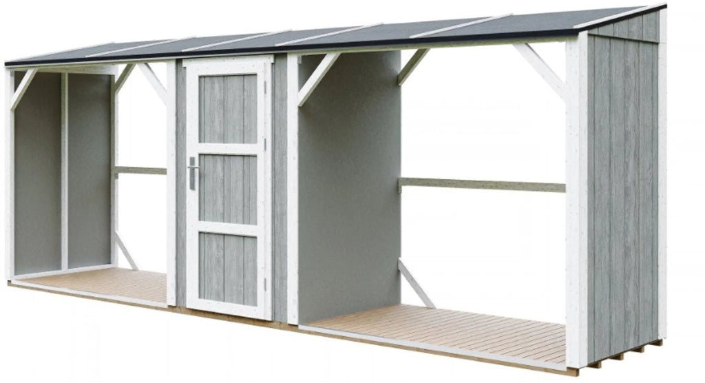 TIMBELA M986-TUNDRA GREY Legnaia Doppia con Ripostiglio 6,49 m²