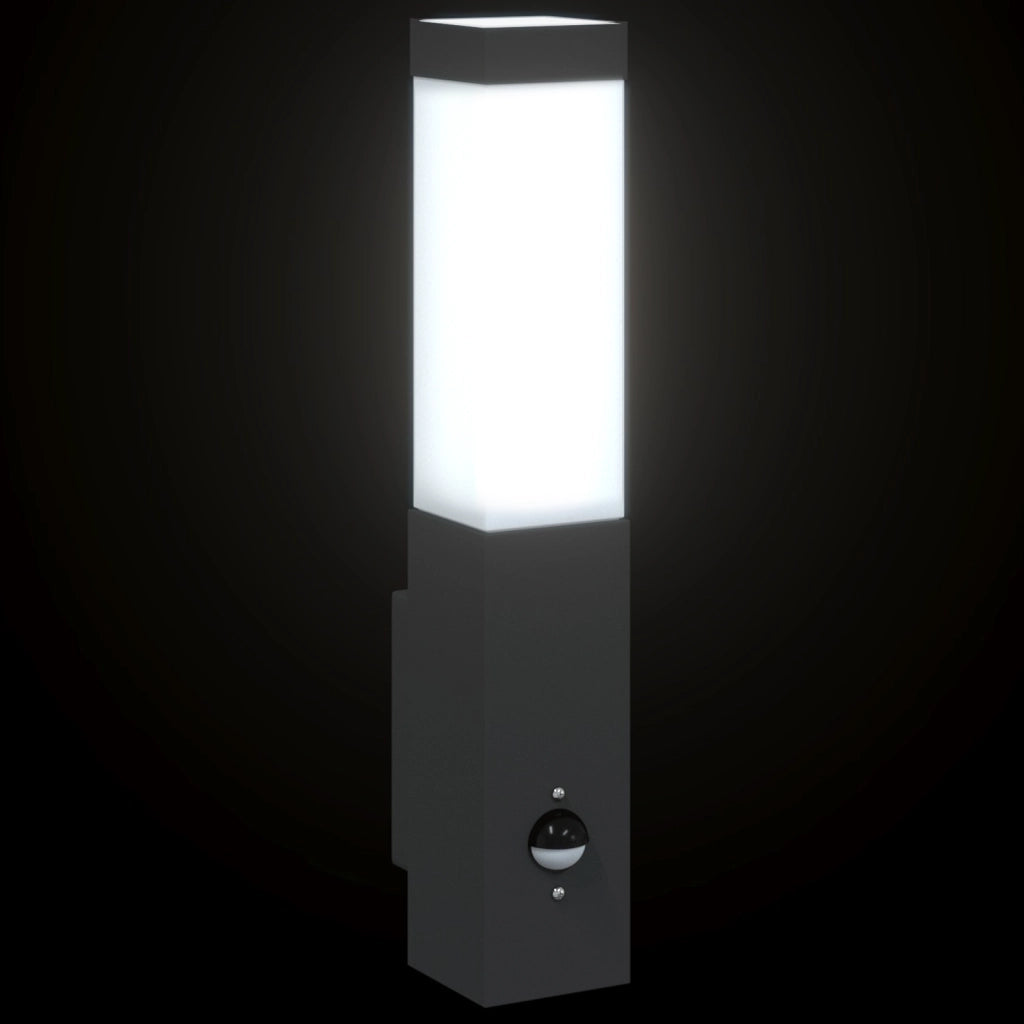 Luce da Parete Esterno con Sensore Nera Acciaio Inossidabile IP44