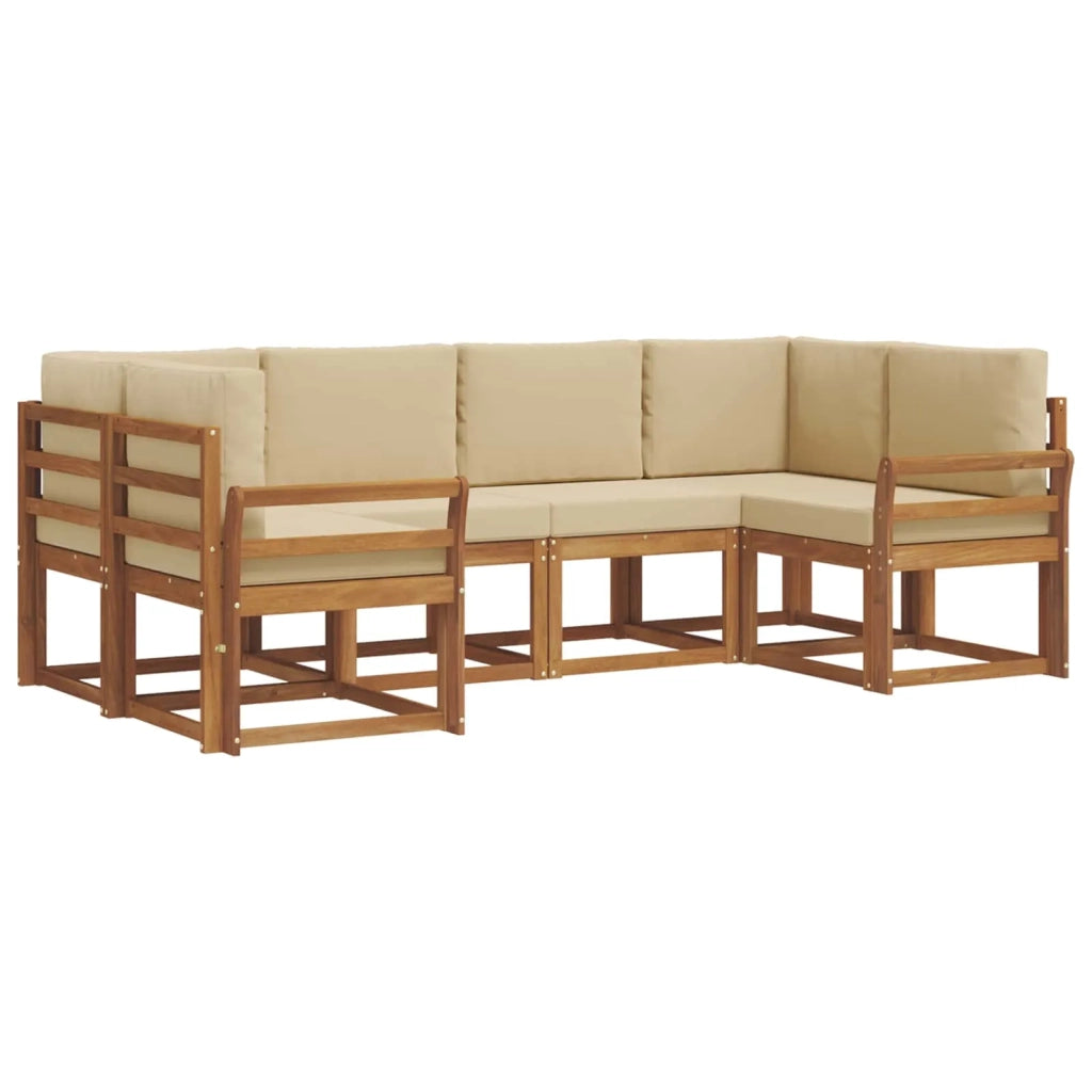 Set di divani da esterno con cuscino 6 pcs Naturale e Beige