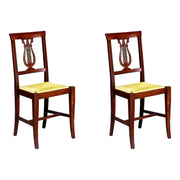 Set 2 sedie a lira in legno tinta noce scuro seduta paglia - Mobili 2G