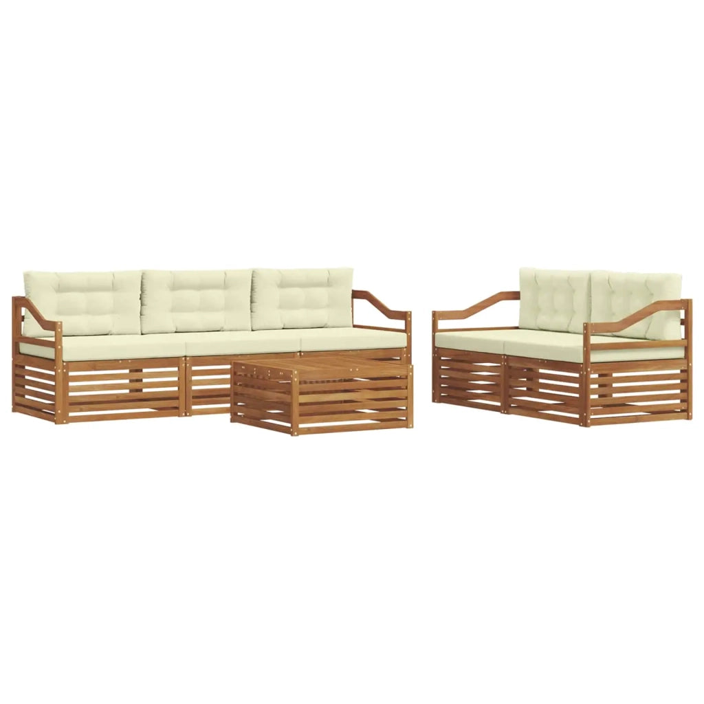 Set di divani da esterno con cuscino 6 pcs Naturale e Crema