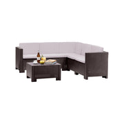Set salotto da esterno Camerota, Salottino outdoor, Set da balcone o giardino, Composizione soggiorno per esterni, Made in Italy, Marrone