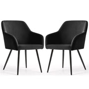 Set di 2 Sedie in velluto liscio ESTELLE Nero gambe nere