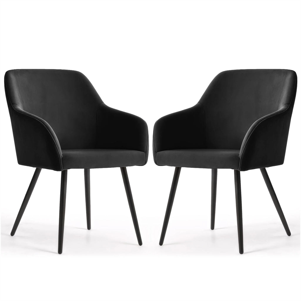Set di 2 Sedie in velluto liscio ESTELLE Nero gambe nere