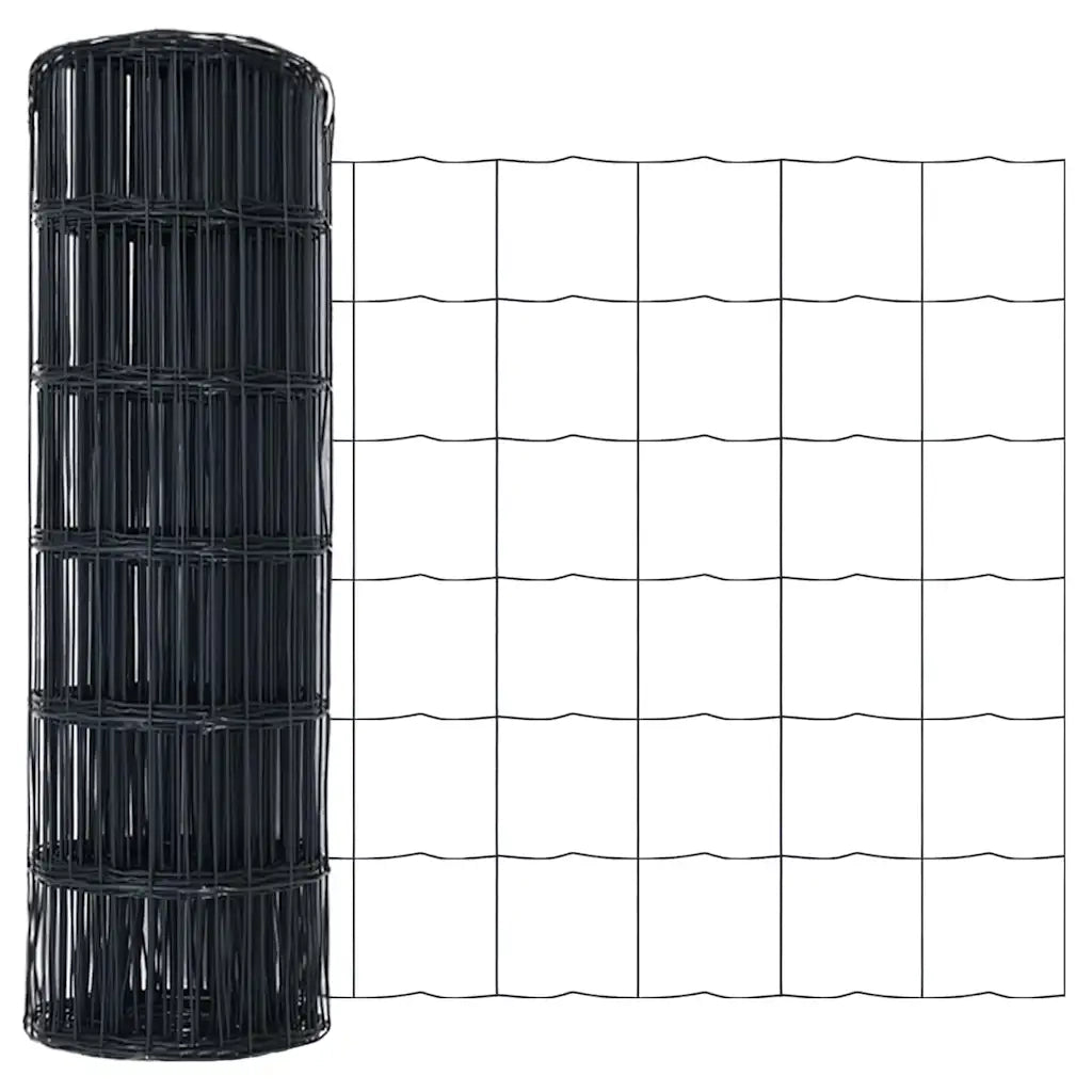 Recinzione con Posto Grigio 0,4 x 25 m Acciaio e PVC