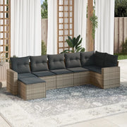 Set Divani da Giardino 7 pz con Cuscini Grigio in Polyrattan 3251617