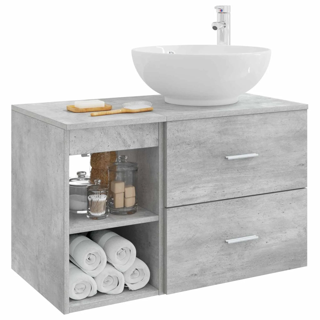 Set di mobili per il bagno 2 pcs Grigio Cemento 3403915