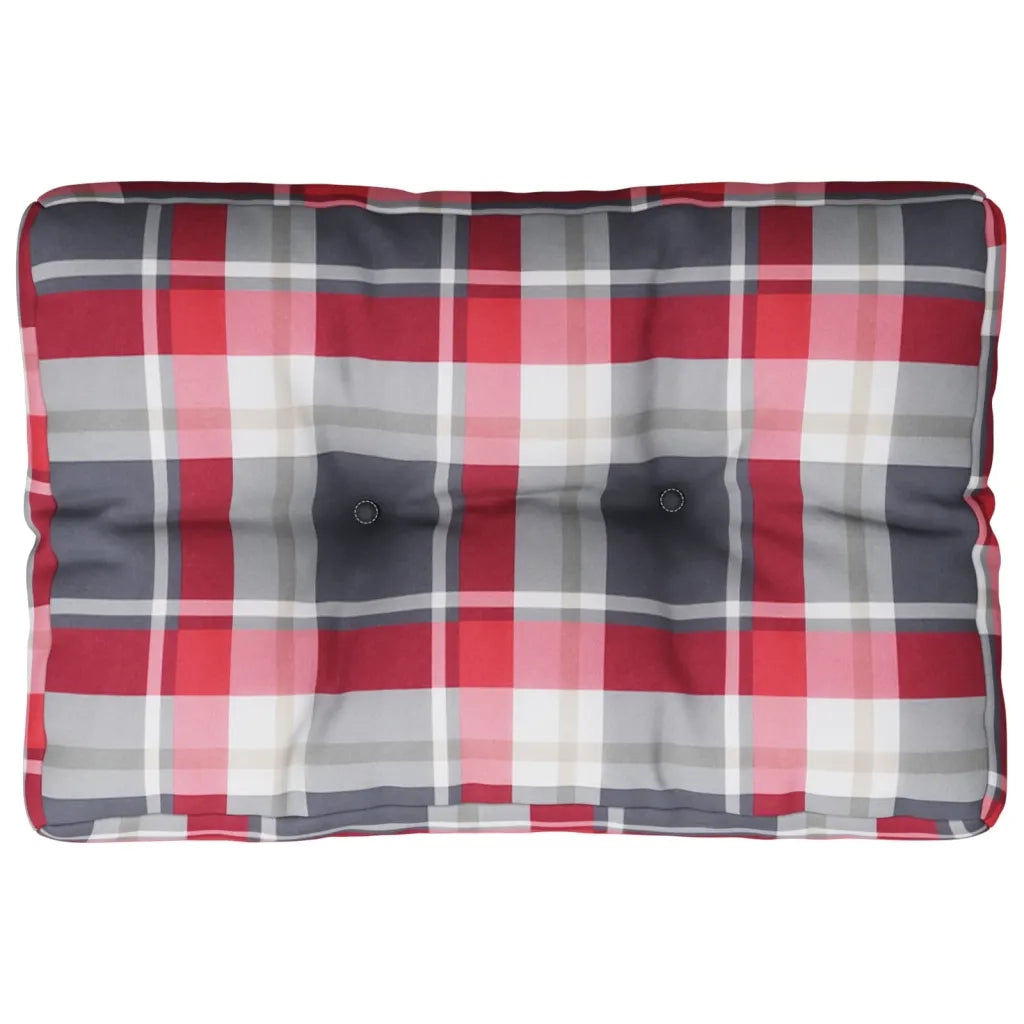 vidaXL Cuscino per Pallet a Quadri Rossi 50x40x12 cm in Tessuto