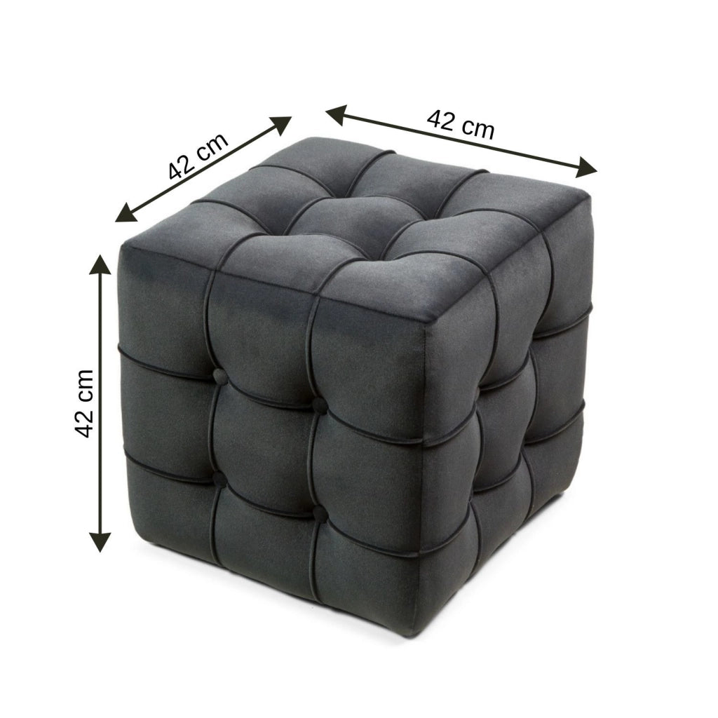 Pouf in velluto "Lizbon" - 42 x 42 x 42 cm - Grigio
