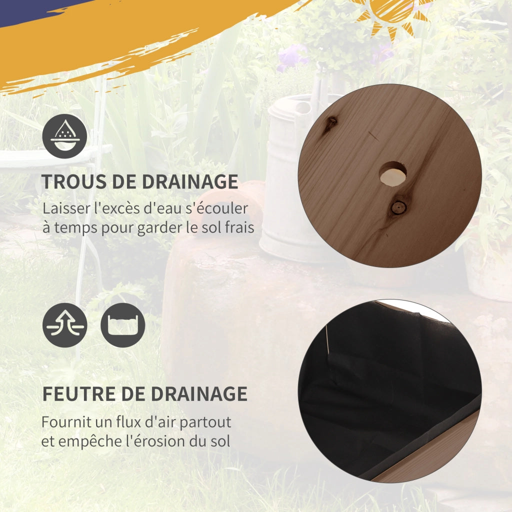 Fioriera da Giardino con Ruote ¨C zephmum ¨C Legno di Abete, Ripiano Pieghevole