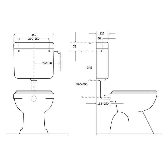 Cassetta di Scarico wc TOP Start/Stop 6 Litri con Tubo - Elevato risparmio d'acqua - CR