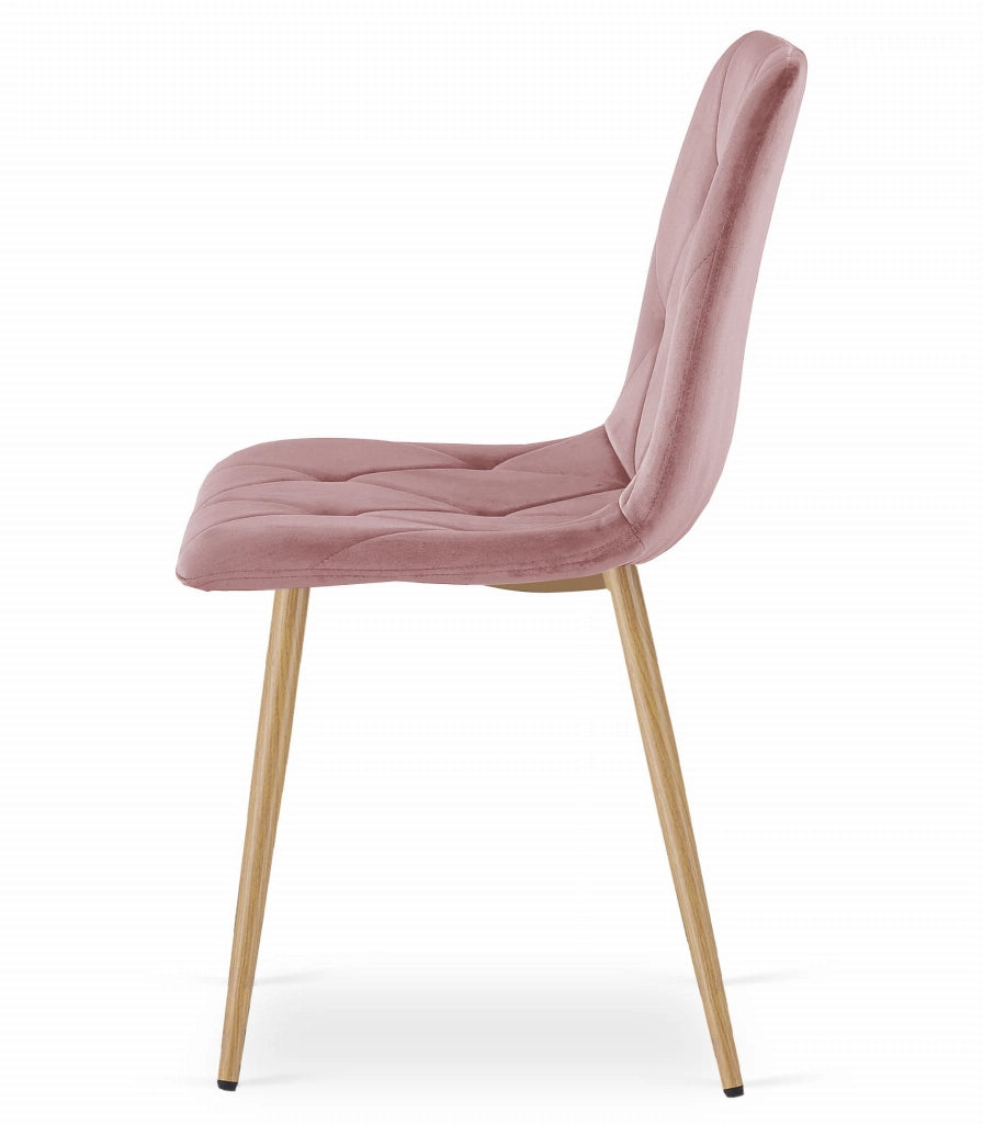 Sedia Valora TYRA in velluto rosa con gambe in legno x4