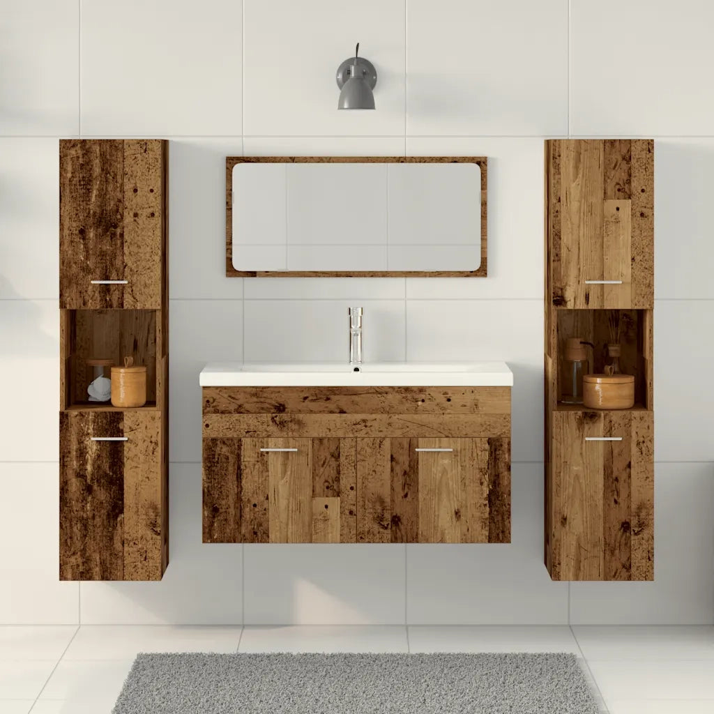 Set Mobili da Bagno 4 pz Legno Antico in Legno Multistrato 3328595