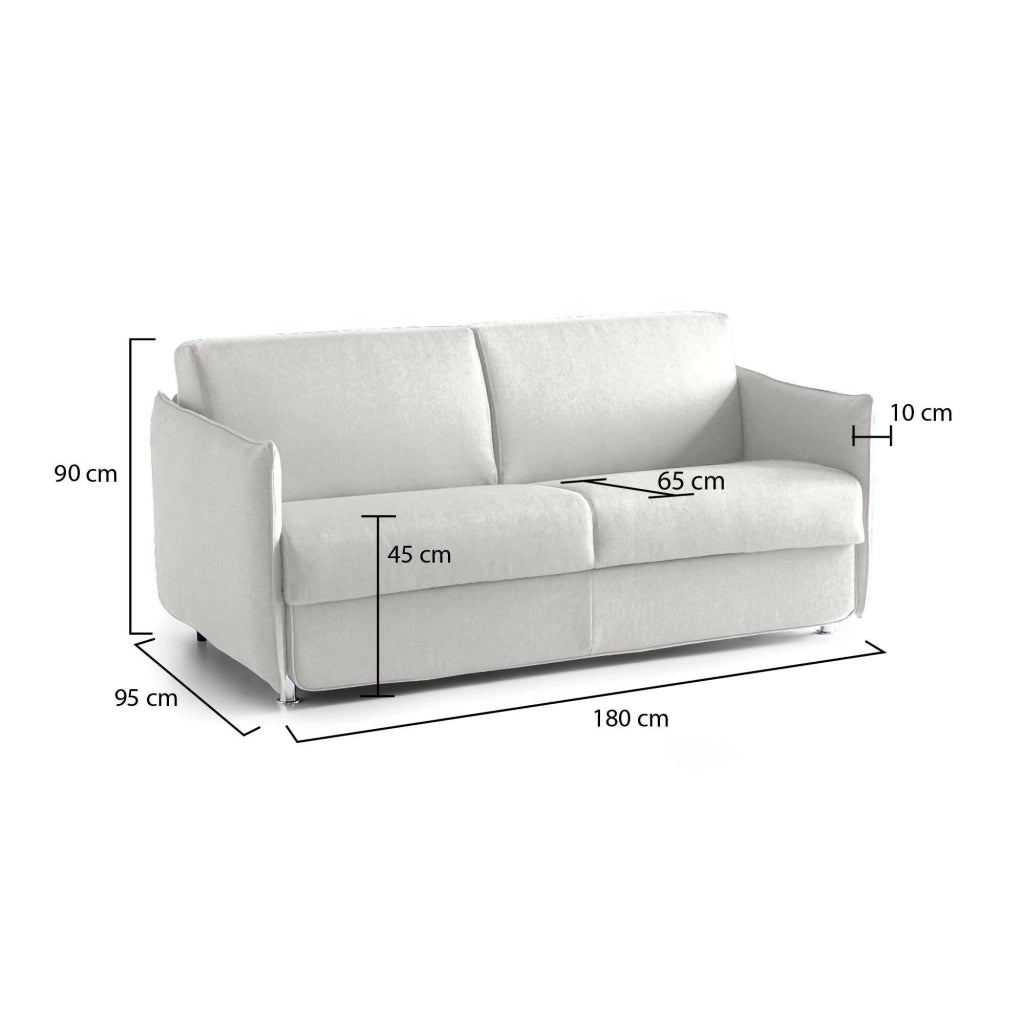 Varedo, Divano Fisso 2 Posti Sfoderabile Made in Italy, 180x95x90h cm Grigio Chiaro