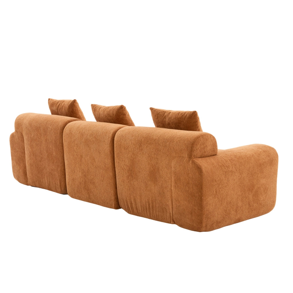 Divano modulare in tessuto a coste arancione con memory foam; 4 moduli HOMVRA