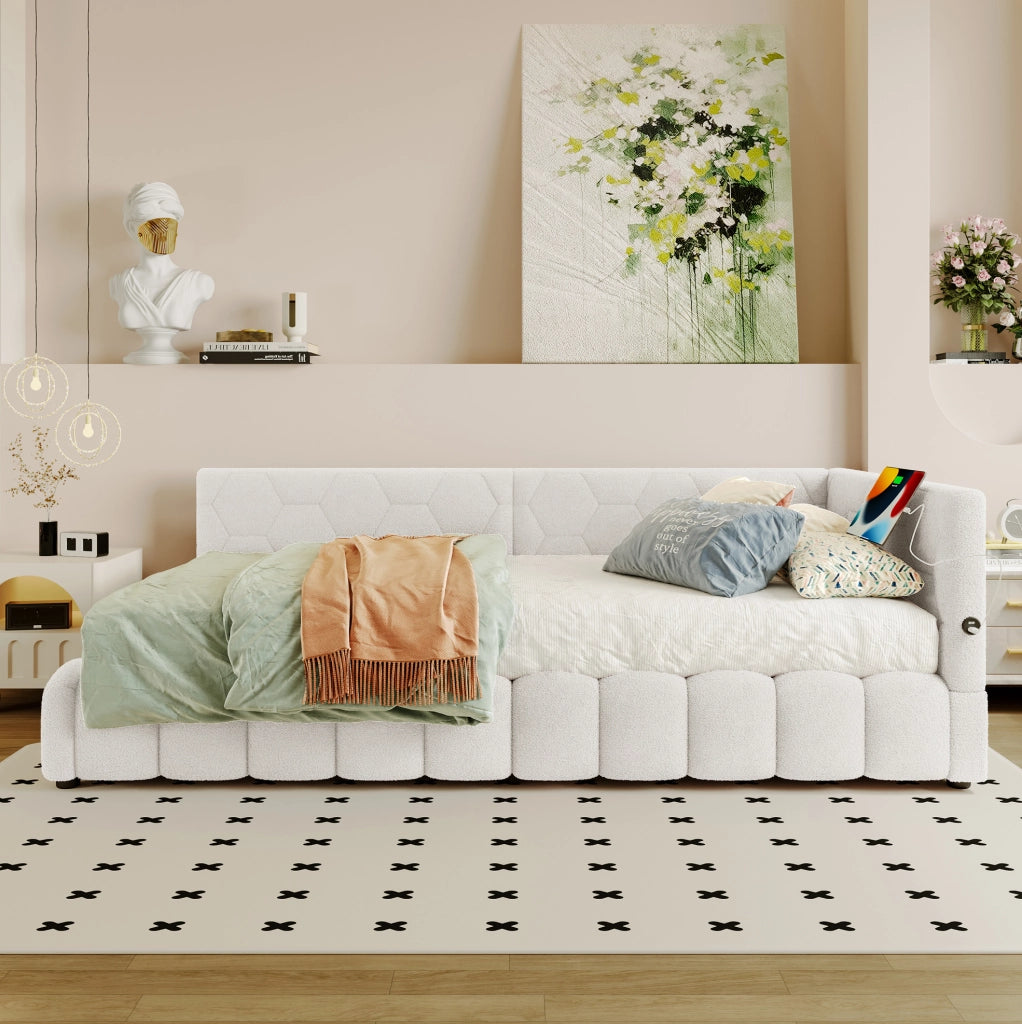 Letto 90x200 cm con contenitore; LED e USB