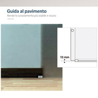 Porta Scorrevole Vetrata 90x205 cm Satinata a Strisce Trasparenti