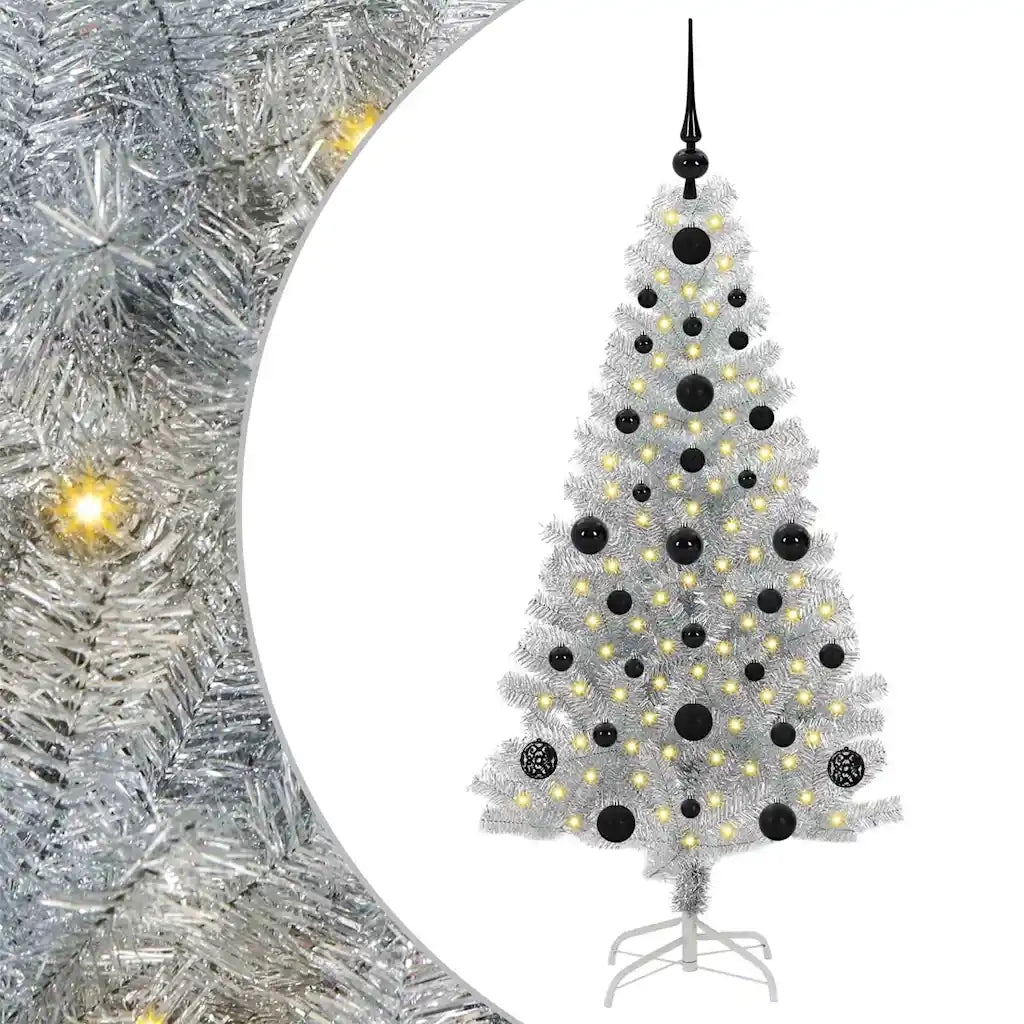 Albero di Natale con 150 LED con supporto Argento 120 cm PET 3396653