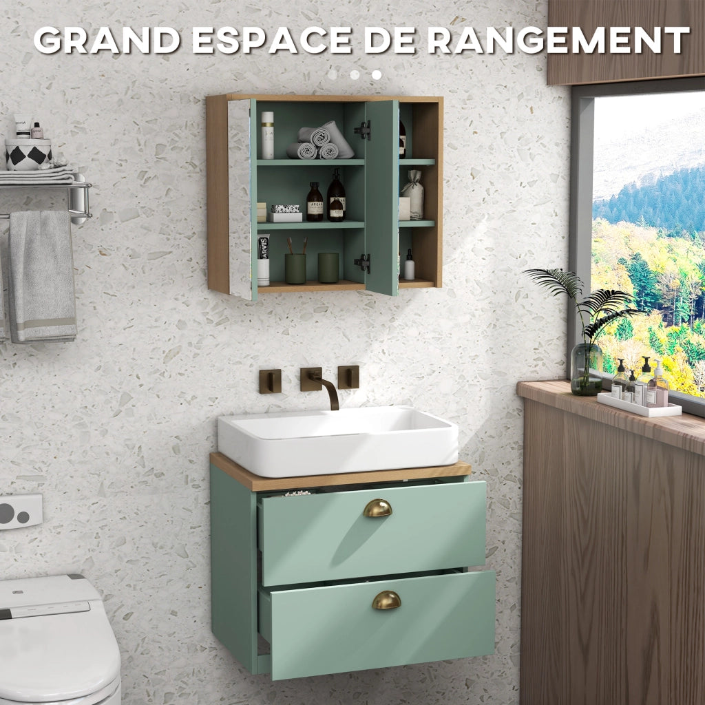 Mobile bagno con ante e cassetti ¨C Zephmum ¨C Verde, legno, 60x30x30