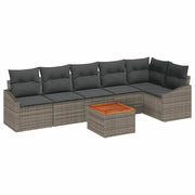 Set Divano da Giardino 7 pcs Grigio polyrattan