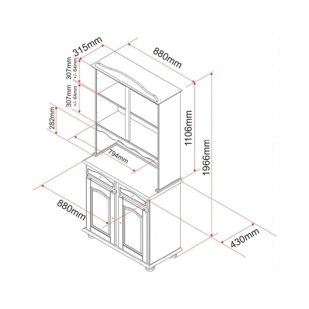 Madia Quadri, Credenza 2 Cassetti, 88x32x198h cm Bianco