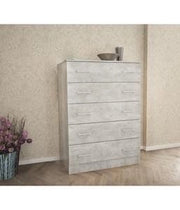 KIT CASSETTIERA CASSETTONE 5 CASSETTI CM. 80X45X111H BIANCO O CEMENTO ROVERE
