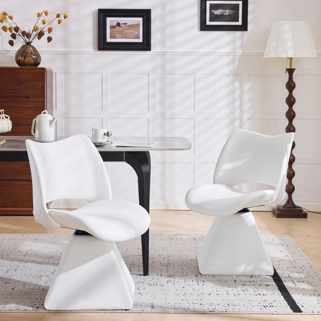 Sedia Girevole Schienale Alto ¨C MINIMAL ¨C Similpelle Bianca, Design Moderno