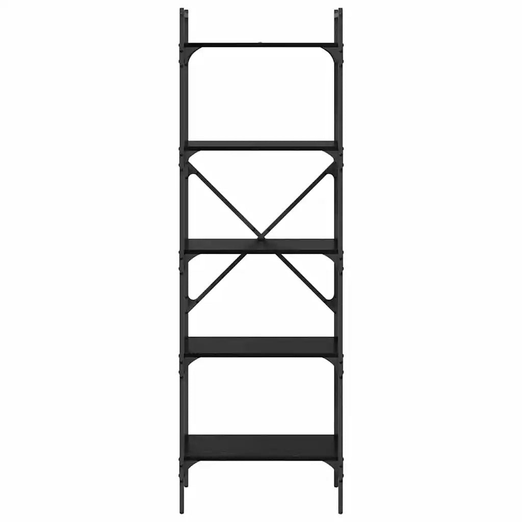 Libreria-Scaffale per Libri-Mobile di Stoccaggio Rovere Nero 56 x 32 x 174 cm Legno multistrato
