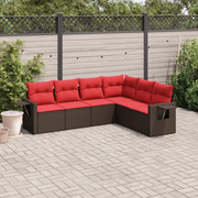 Set Divani da Giardino 6 pz con Cuscini Marrone in Polyrattan 3220213