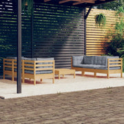 Set Divani da Giardino 7 pz con Cuscini Grigi Massello di Pino 3096117