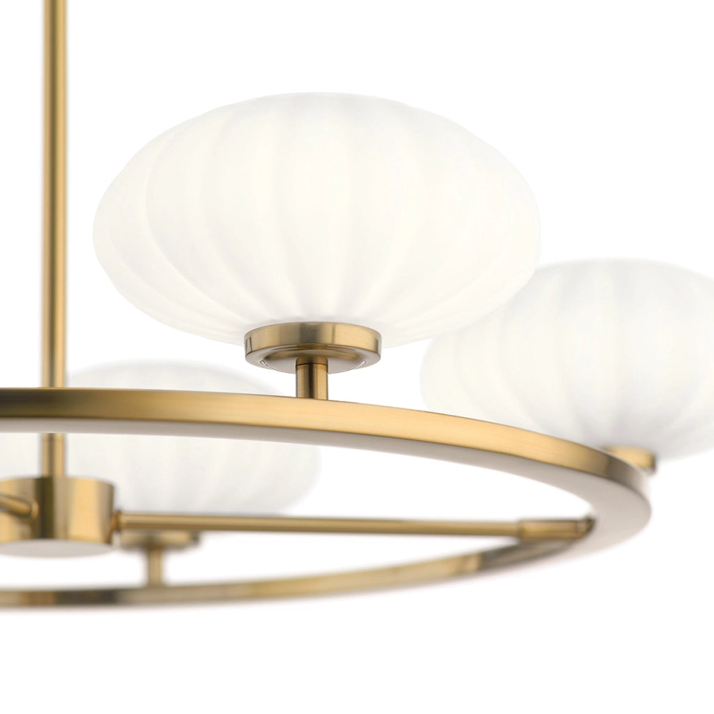 Lampadario Pim oro 5 luci G9 vetro opale Quintiesse