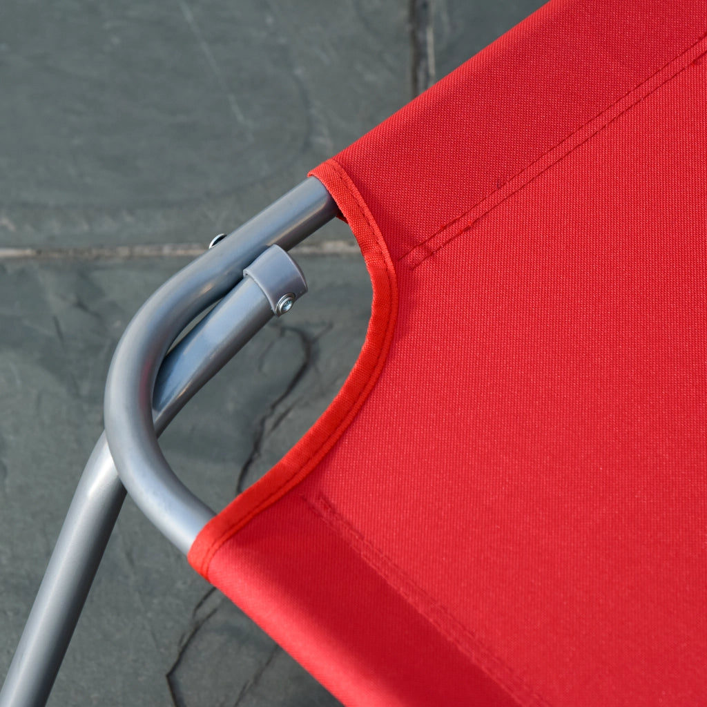 Lettino Prendisole Pieghevole 187x55x24 cm con Schienale Reclinabile su 5 Livelli in Tessuto Oxford Rosso