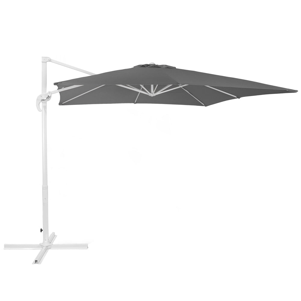 Ombrellone da giardino Tendalino grigio Palo in acciaio bianco 235 cm Cantilever resistente agli agenti atmosferici con meccanismo a manovella