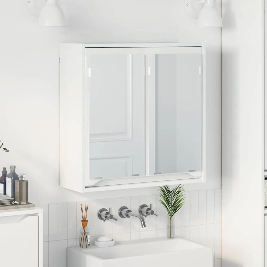 Mobiletto per specchio da bagno Bianco Lucido 60 x 20 x 60 cm