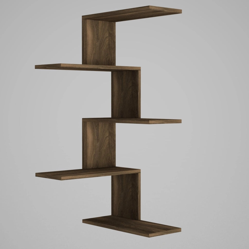 Mensola angolare in legno "Caniko" - 51 x 29 x 109 cm - Marrone