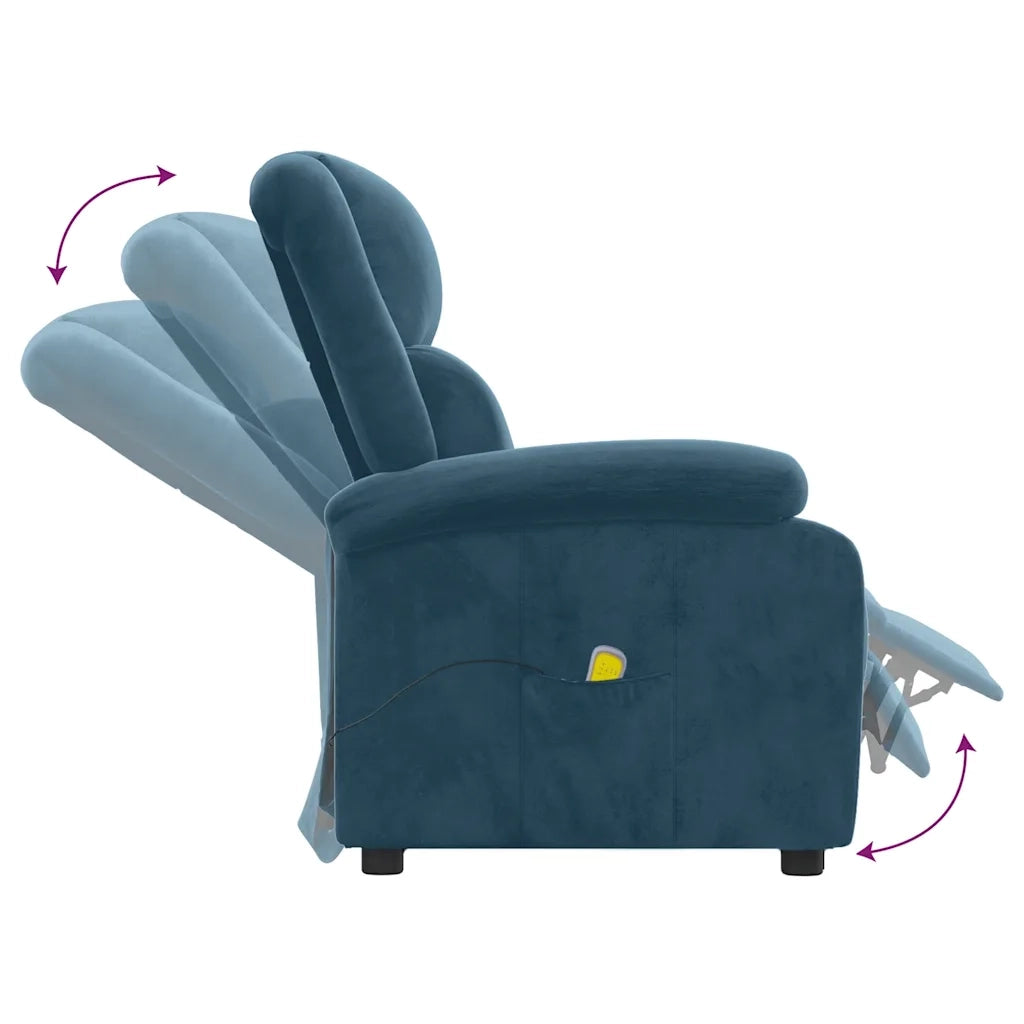 Poltrona Massaggiante Blu in Velluto 342420