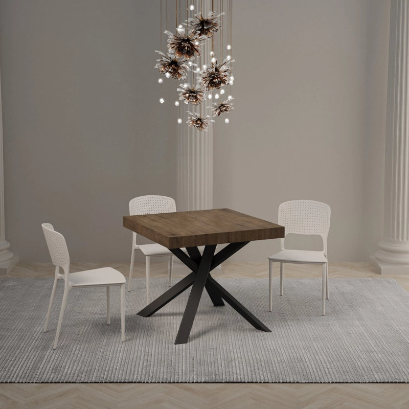 Tavolo allungabile 90x90/194 cm Clerk Premium - gambe Antracite - Noce