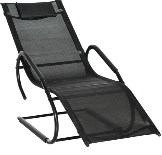 Sedia Relax per Interno e Esterno - Inclusa la Cuscina - Peso Massimo 160 kg - Nero